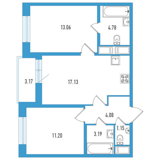 56,2 м², 2-комнатная квартира 12 387 690 ₽ - изображение 46