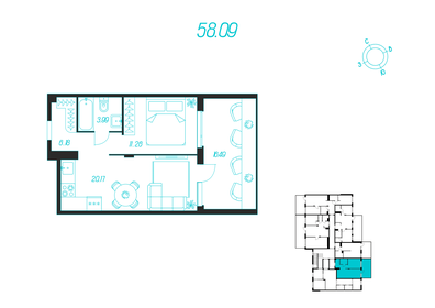 Квартира 46,6 м², 1-комнатная - изображение 1