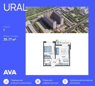 36,8 м², 1-комнатная квартира 7 019 393 ₽ - изображение 11