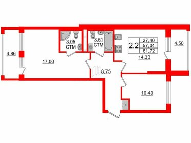 59,1 м², 2-комнатная квартира 8 823 000 ₽ - изображение 48