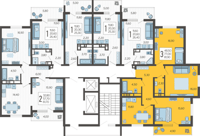 85,4 м², 3-комнатная квартира 17 000 000 ₽ - изображение 172