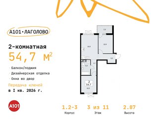 54,7 м², 2-комнатная квартира 7 489 191 ₽ - изображение 6