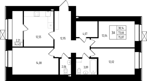 81,6 м², 3-комнатная квартира 12 500 000 ₽ - изображение 103
