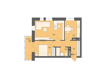 47,1 м², 2-комнатная квартира 5 649 000 ₽ - изображение 9