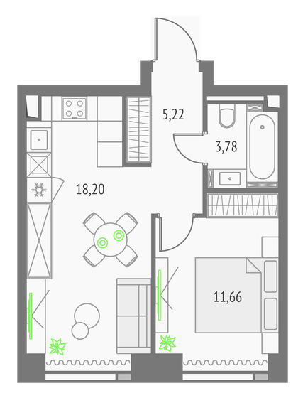 38,9 м², 1-комнатная квартира 19 076 728 ₽ - изображение 21