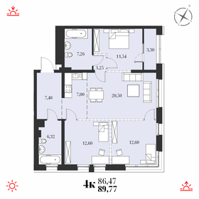 Квартира 89,8 м², 4-комнатная - изображение 1