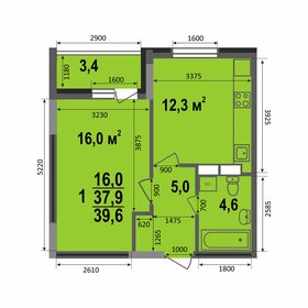 Квартира 39,6 м², 1-комнатная - изображение 1