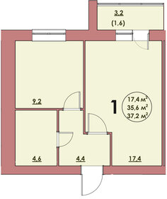 Квартира 37,2 м², 1-комнатная - изображение 1