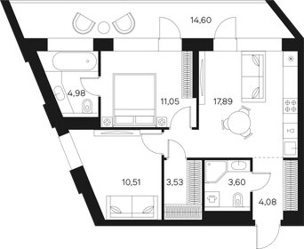 Квартира 63,5 м², 2-комнатная - изображение 1