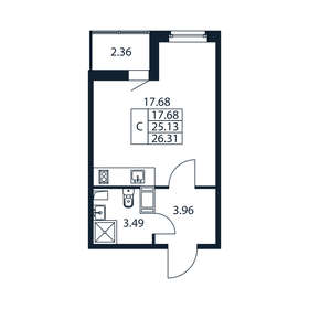 26 м², квартира-студия 4 600 000 ₽ - изображение 132