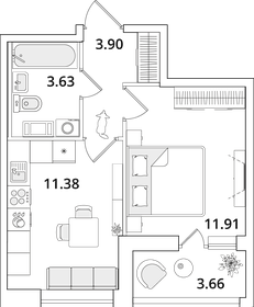 Квартира 32,7 м², 1-комнатная - изображение 1