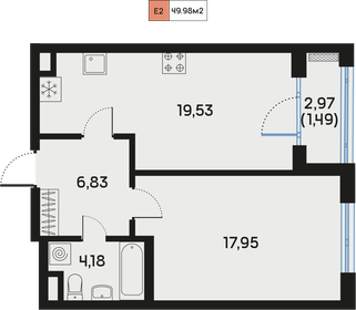 Квартира 50 м², 1-комнатная - изображение 1