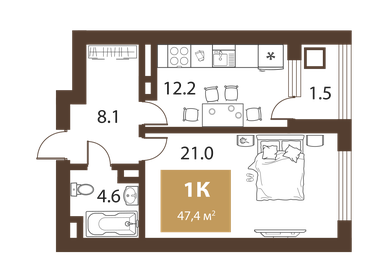 36,6 м², 1-комнатная квартира 9 800 000 ₽ - изображение 81