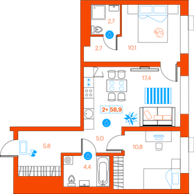 78 м², 2-комнатная квартира 6 900 000 ₽ - изображение 61