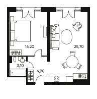 49,3 м², 2-комнатные апартаменты 18 737 800 ₽ - изображение 1