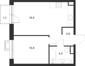 Квартира 39,1 м², 1-комнатная - изображение 1