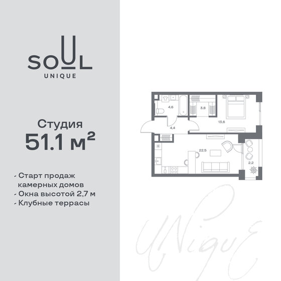 51,1 м², 1-комнатная квартира 27 583 780 ₽ - изображение 1