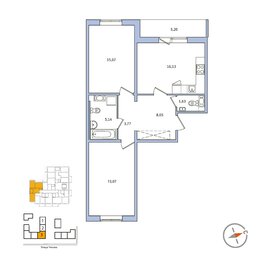 Квартира 64,9 м², 2-комнатная - изображение 1