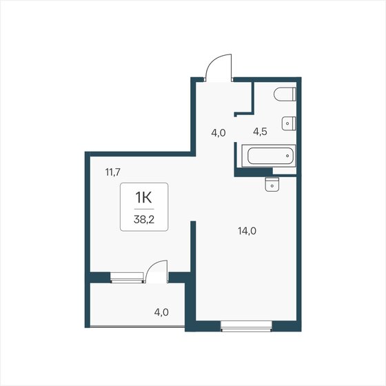 38,2 м², 1-комнатная квартира 4 200 000 ₽ - изображение 1