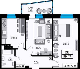 36,5 м², 1-комнатная квартира 5 735 210 ₽ - изображение 55