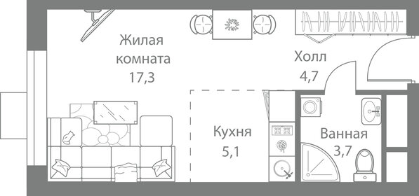 31 м², квартира-студия 8 900 000 ₽ - изображение 98