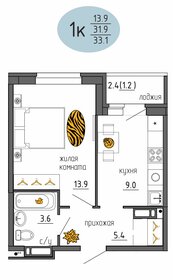 31,7 м², 1-комнатная квартира 4 184 622 ₽ - изображение 23
