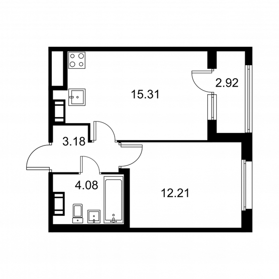 36,2 м², 1-комнатная квартира 5 798 400 ₽ - изображение 1