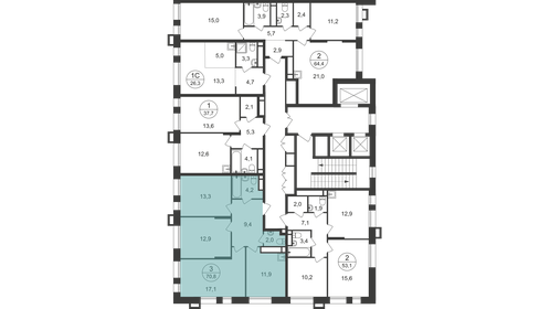 Квартира 70,8 м², 3-комнатная - изображение 2