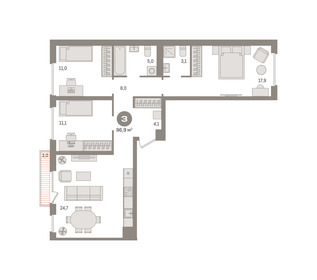 86,6 м², 3-комнатная квартира 15 270 000 ₽ - изображение 13