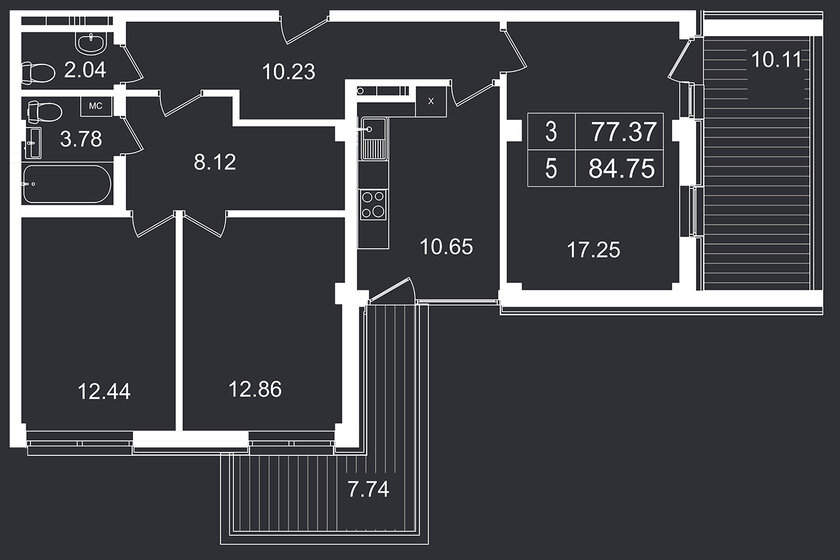 84,8 м², 3-комнатные апартаменты 19 906 840 ₽ - изображение 1