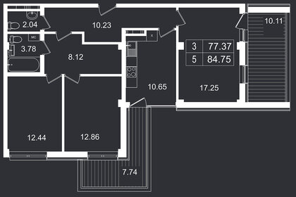 Квартира 84,8 м², 3-комнатные - изображение 1