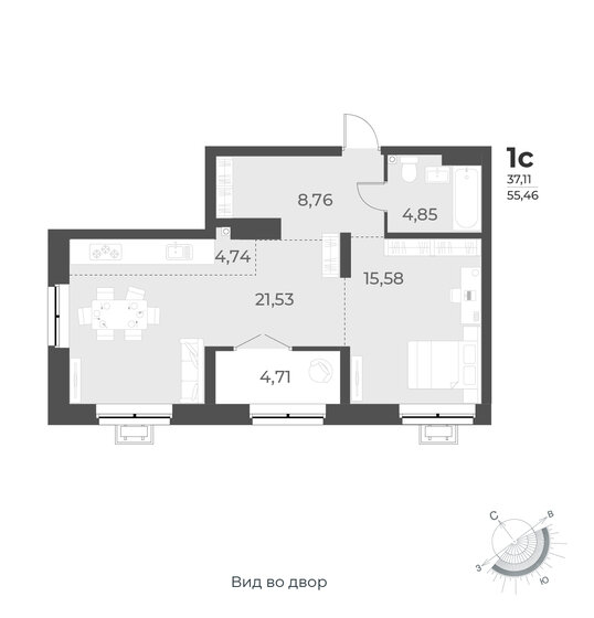 55,5 м², квартира-студия 6 500 000 ₽ - изображение 1