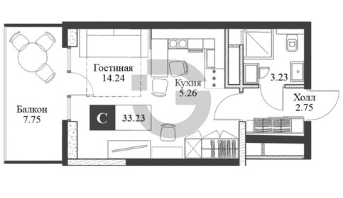 32,6 м², квартира-студия 6 900 000 ₽ - изображение 27