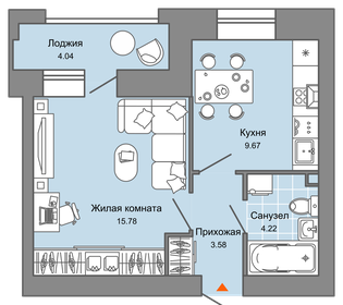 Квартира 35 м², 1-комнатная - изображение 1