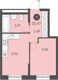 Квартира 32,5 м², 1-комнатная - изображение 1