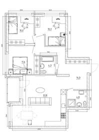 113,1 м², квартира-студия 14 080 950 ₽ - изображение 19