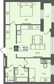 Квартира 67,8 м², 2-комнатная - изображение 1