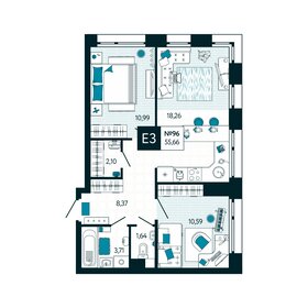 Квартира 55,7 м², 2-комнатная - изображение 1