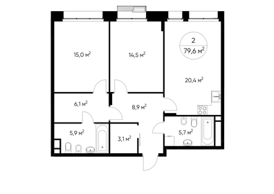 131 м², 2-комнатная квартира 96 940 000 ₽ - изображение 90
