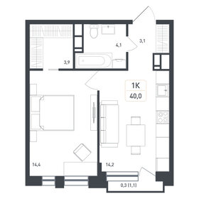 Квартира 39,7 м², 1-комнатная - изображение 1