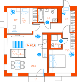 65,9 м², 2-комнатная квартира 7 790 000 ₽ - изображение 6