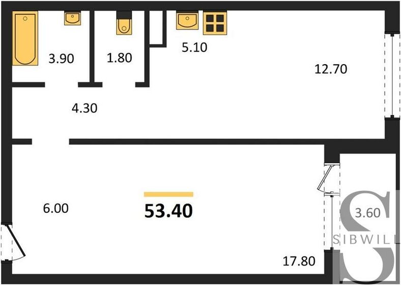 53,4 м², 1-комнатная квартира 5 340 000 ₽ - изображение 23