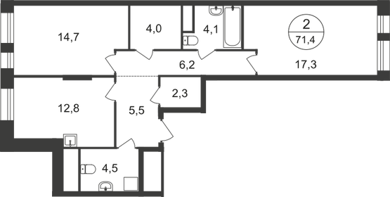 68,7 м², 2-комнатная квартира 15 571 551 ₽ - изображение 89