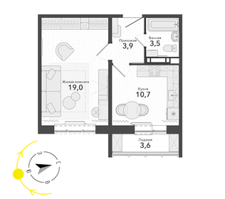 Квартира 40,7 м², 1-комнатная - изображение 1