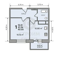 Квартира 40 м², 1-комнатная - изображение 2