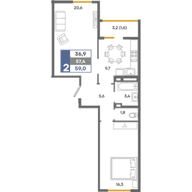 59 м², 2-комнатная квартира 7 552 000 ₽ - изображение 11