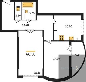 Квартира 66,3 м², 2-комнатная - изображение 1