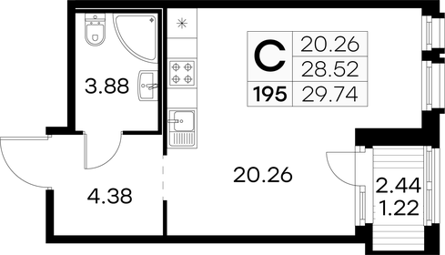 29,7 м², квартира-студия 5 309 999 ₽ - изображение 72