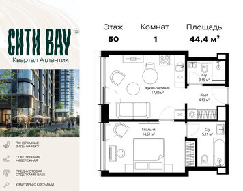 Квартира 44,4 м², 1-комнатная - изображение 1