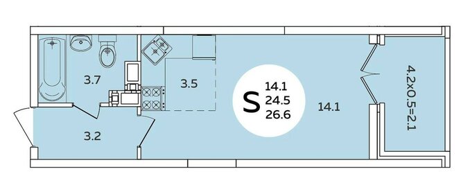 Квартира 24,2 м², студия - изображение 2